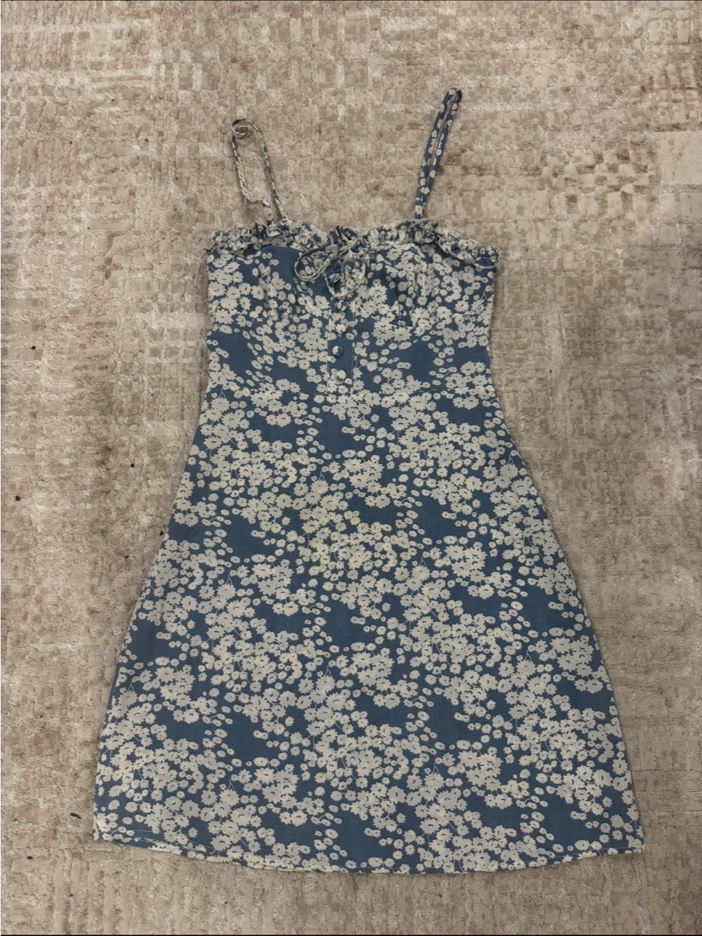 Blue Floral Spaghetti-Strap Sundress